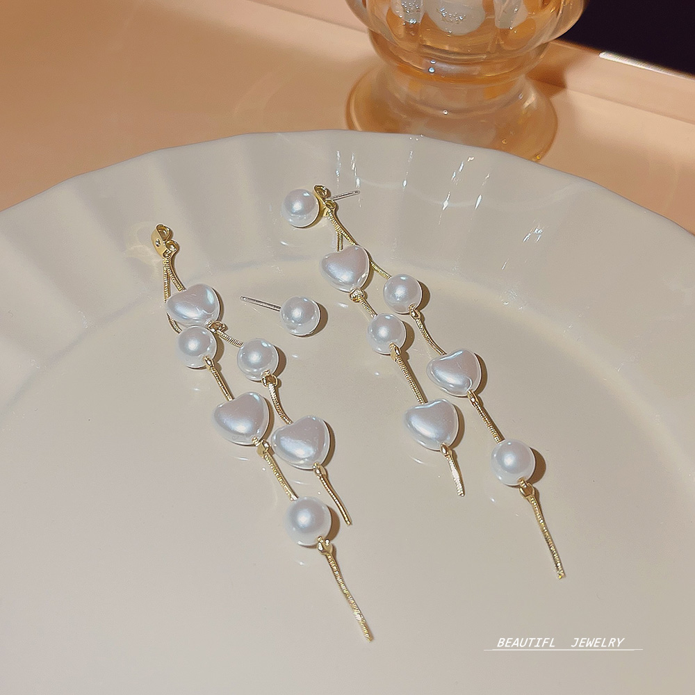 1 Paar Romantisch Süss Einfacher Stil Herzform Perle Kupfer Tropfenohrringe display picture 8