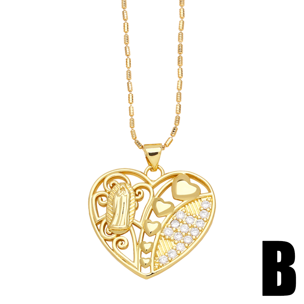 Simple Style Heart Shape Copper Plating Inlay Zircon 18k Gold Plated Pendant Necklace display picture 4