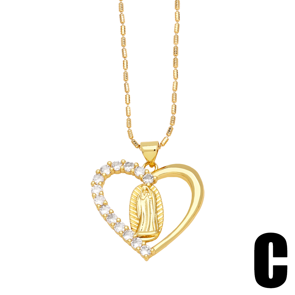 Einfacher Stil Herzform Kupfer Überzug Inlay Zirkon 18 Karat Vergoldet Halskette Mit Anhänger display picture 3