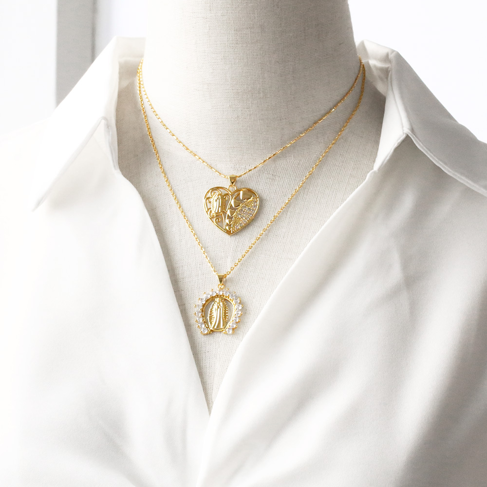 Einfacher Stil Herzform Kupfer Überzug Inlay Zirkon 18 Karat Vergoldet Halskette Mit Anhänger display picture 6