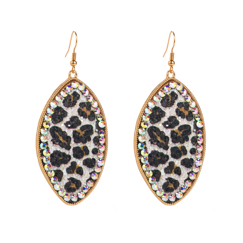 1 Pair Vintage Style Classic Style Leopard Plating Inlay Alloy Artificial Leather Rhinestones Drop Earrings display picture 6