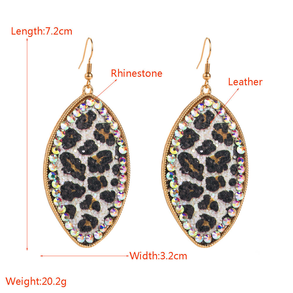1 Pair Vintage Style Classic Style Leopard Plating Inlay Alloy Artificial Leather Rhinestones Drop Earrings display picture 1