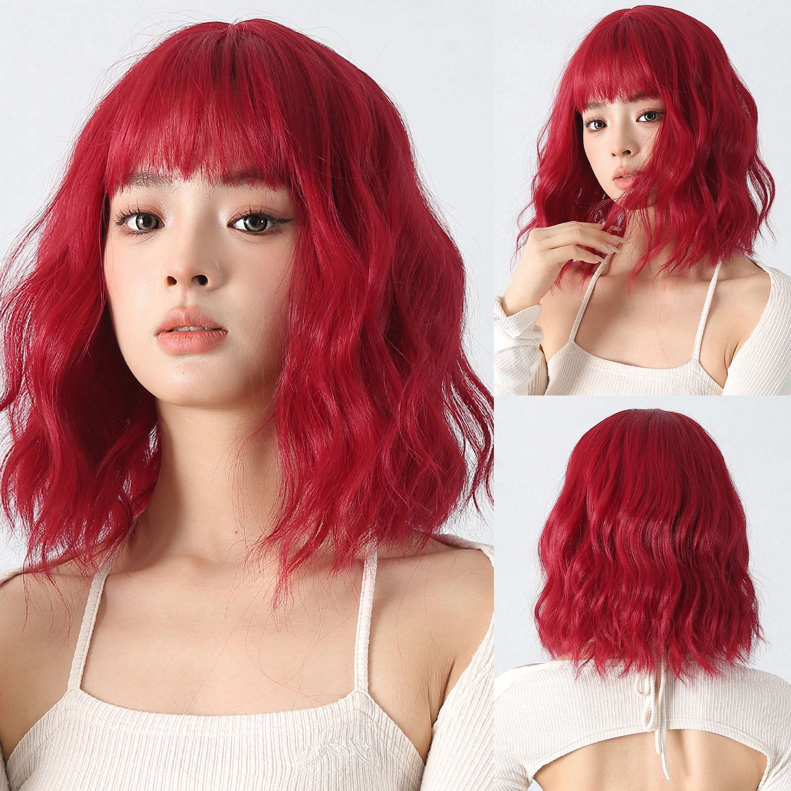 Women's Cute Hip-hop Punk Red Masquerade Weekend Party Chemical Fiber Bangs Curls Wig Net display picture 1