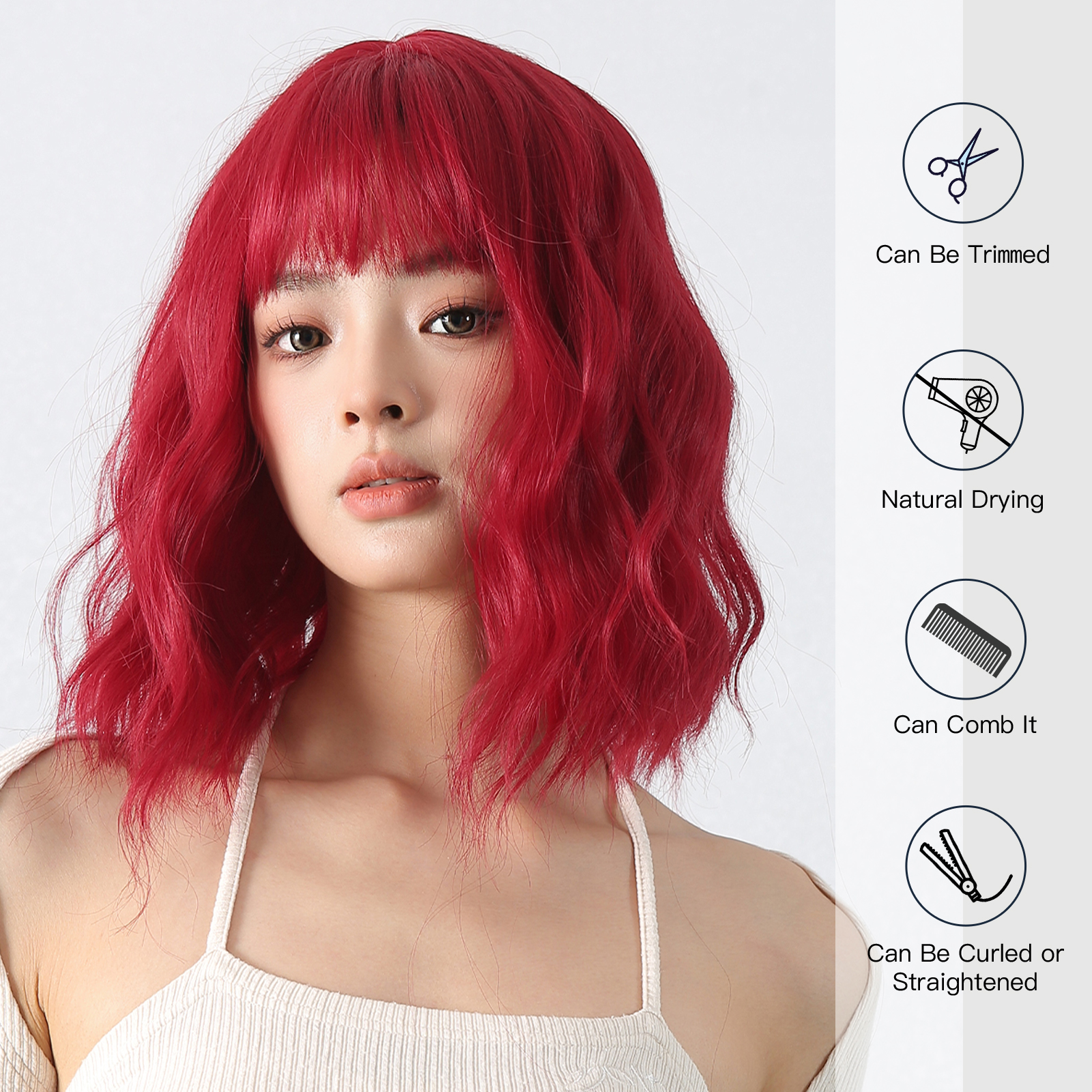 Women's Cute Hip-hop Punk Red Masquerade Weekend Party Chemical Fiber Bangs Curls Wig Net display picture 6
