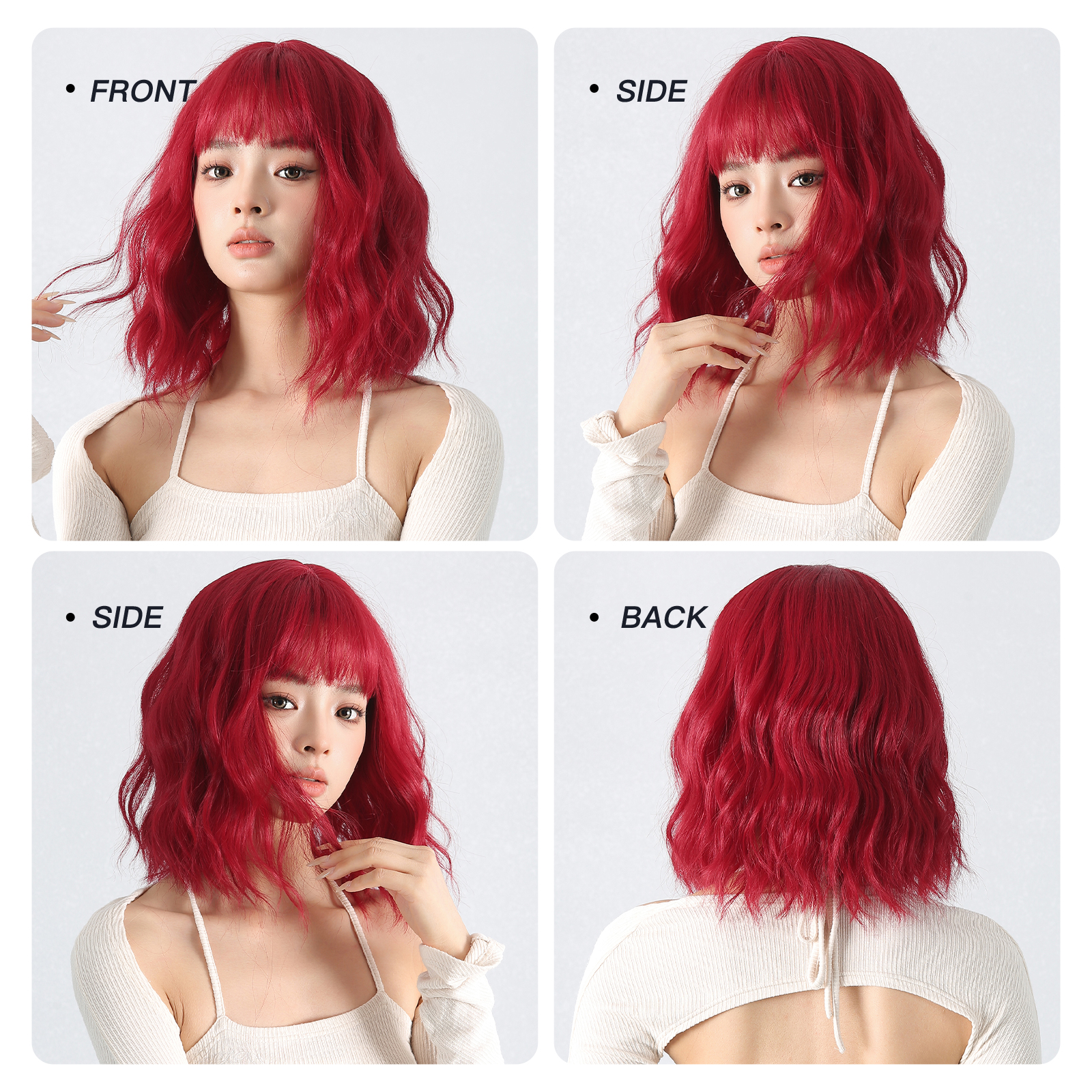 Women's Cute Hip-hop Punk Red Masquerade Weekend Party Chemical Fiber Bangs Curls Wig Net display picture 5