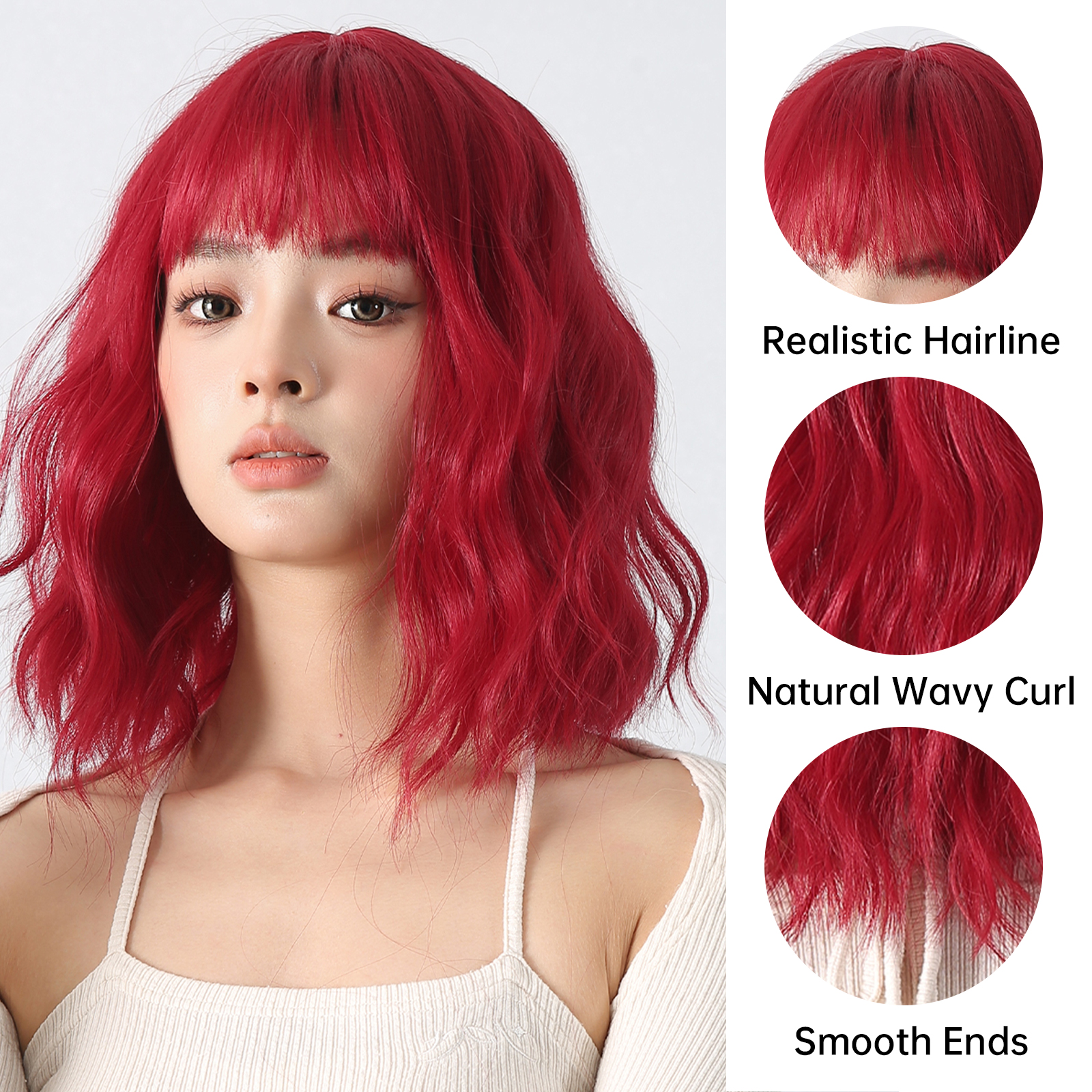 Women's Cute Hip-hop Punk Red Masquerade Weekend Party Chemical Fiber Bangs Curls Wig Net display picture 2