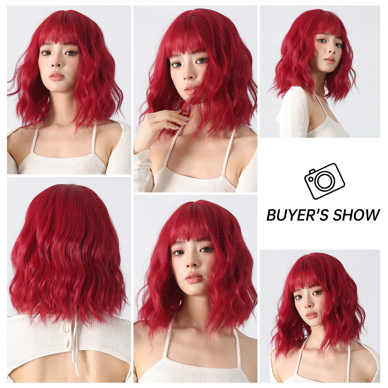 Women's Cute Hip-hop Punk Red Masquerade Weekend Party Chemical Fiber Bangs Curls Wig Net display picture 4