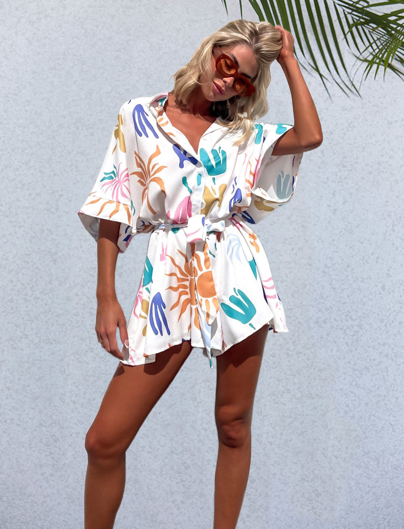 Women's Holiday Beach Casual Vacation Printing Knee Length Rompers display picture 1