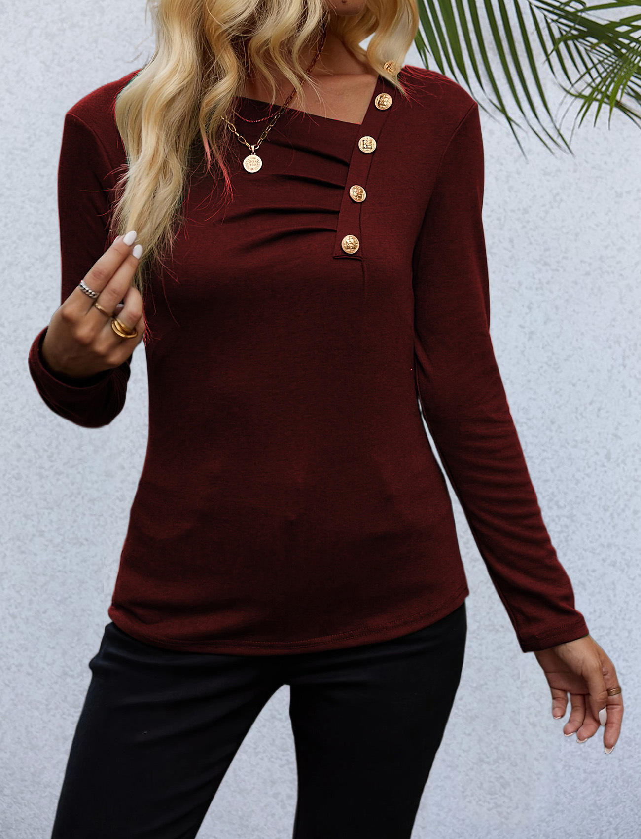 Women's T-shirt Long Sleeve T-shirts Elegant Solid Color display picture 2