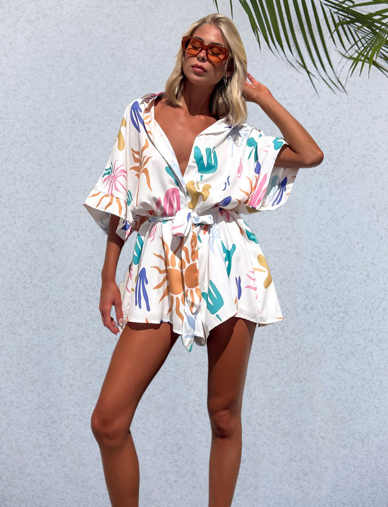 Women's Holiday Beach Casual Vacation Printing Knee Length Rompers display picture 2