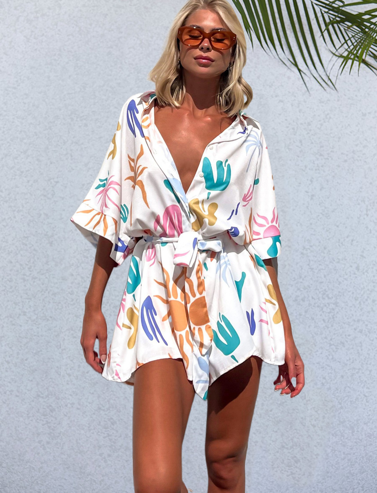 Women's Holiday Beach Casual Vacation Printing Knee Length Rompers display picture 3