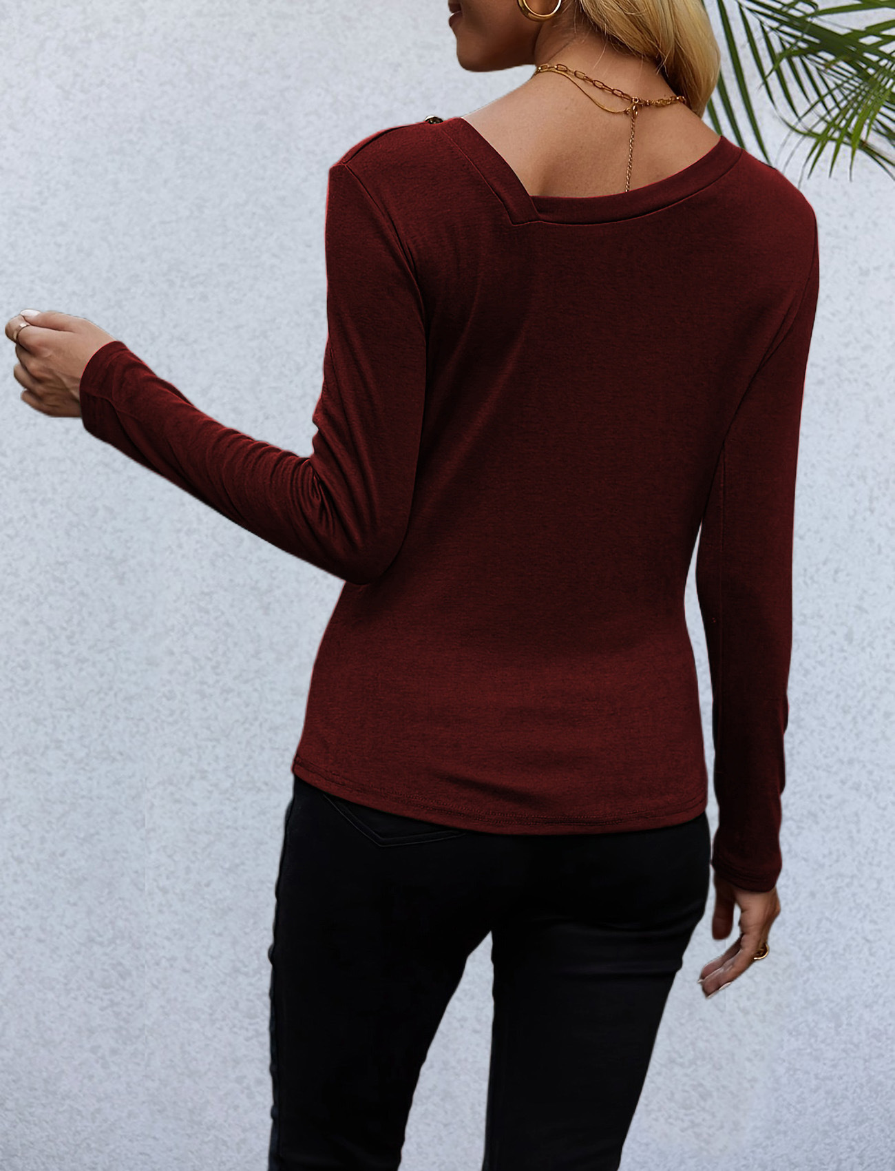 Women's T-shirt Long Sleeve T-shirts Elegant Solid Color display picture 5
