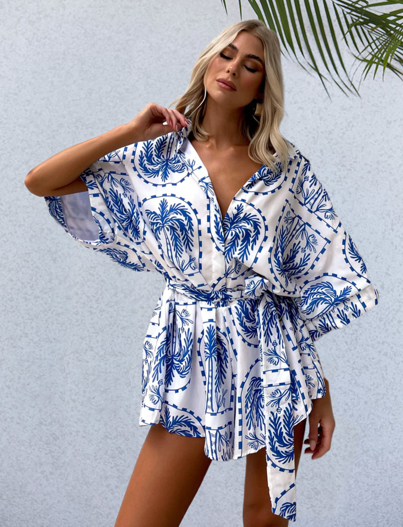Women's Holiday Beach Casual Vacation Printing Knee Length Rompers display picture 6