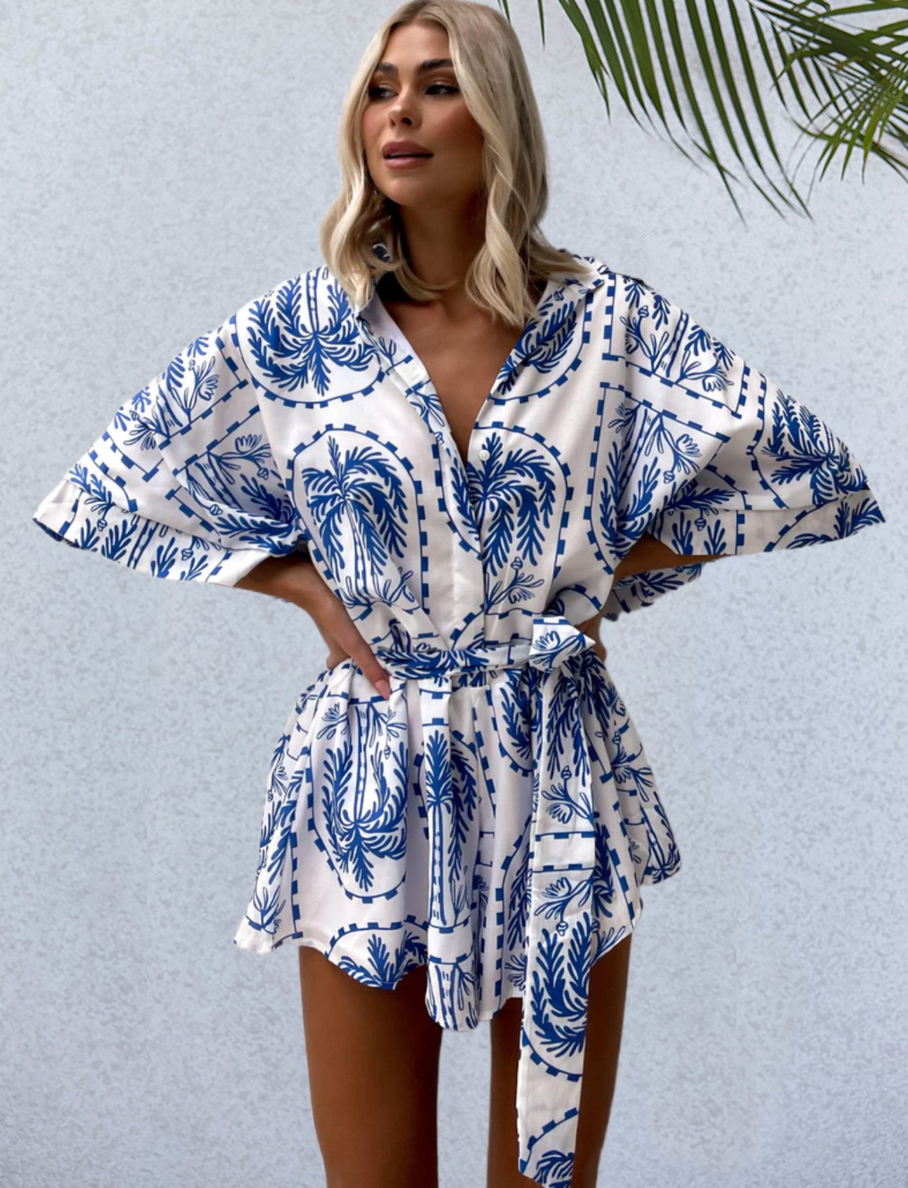 Women's Holiday Beach Casual Vacation Printing Knee Length Rompers display picture 7