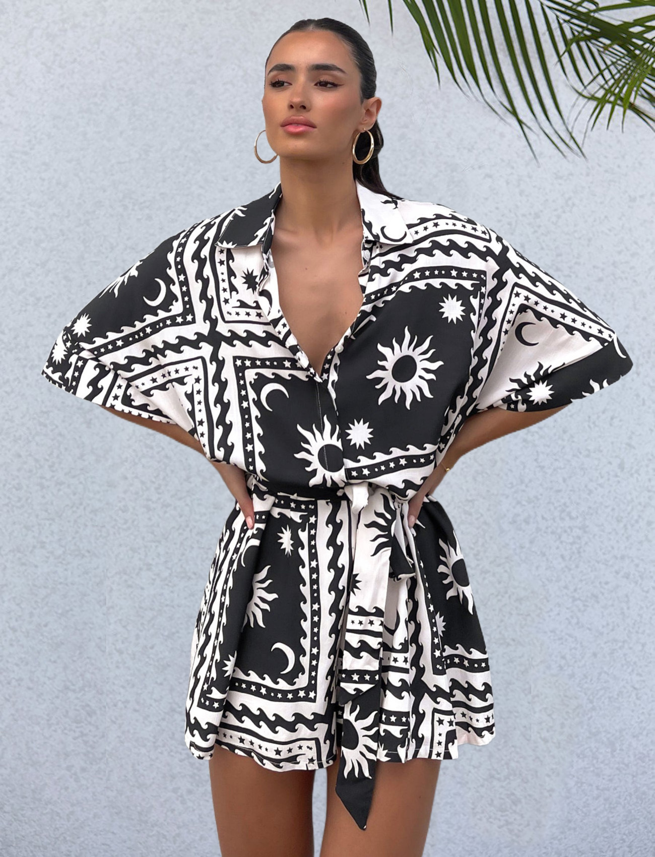 Women's Holiday Beach Casual Vacation Printing Knee Length Rompers display picture 16