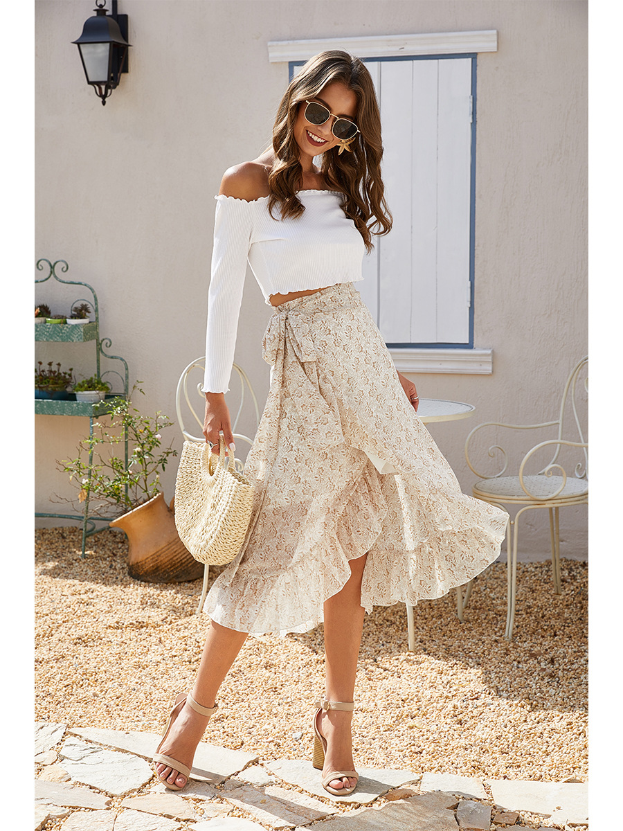 Summer Spring Casual Vacation Ditsy Floral Polyester Chiffon Knee-length Skirts display picture 4