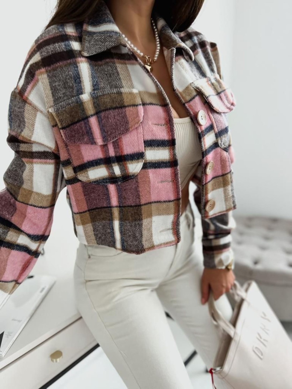 Women's Casual Plaid Single Breasted Coat Woolen Coat display picture 5