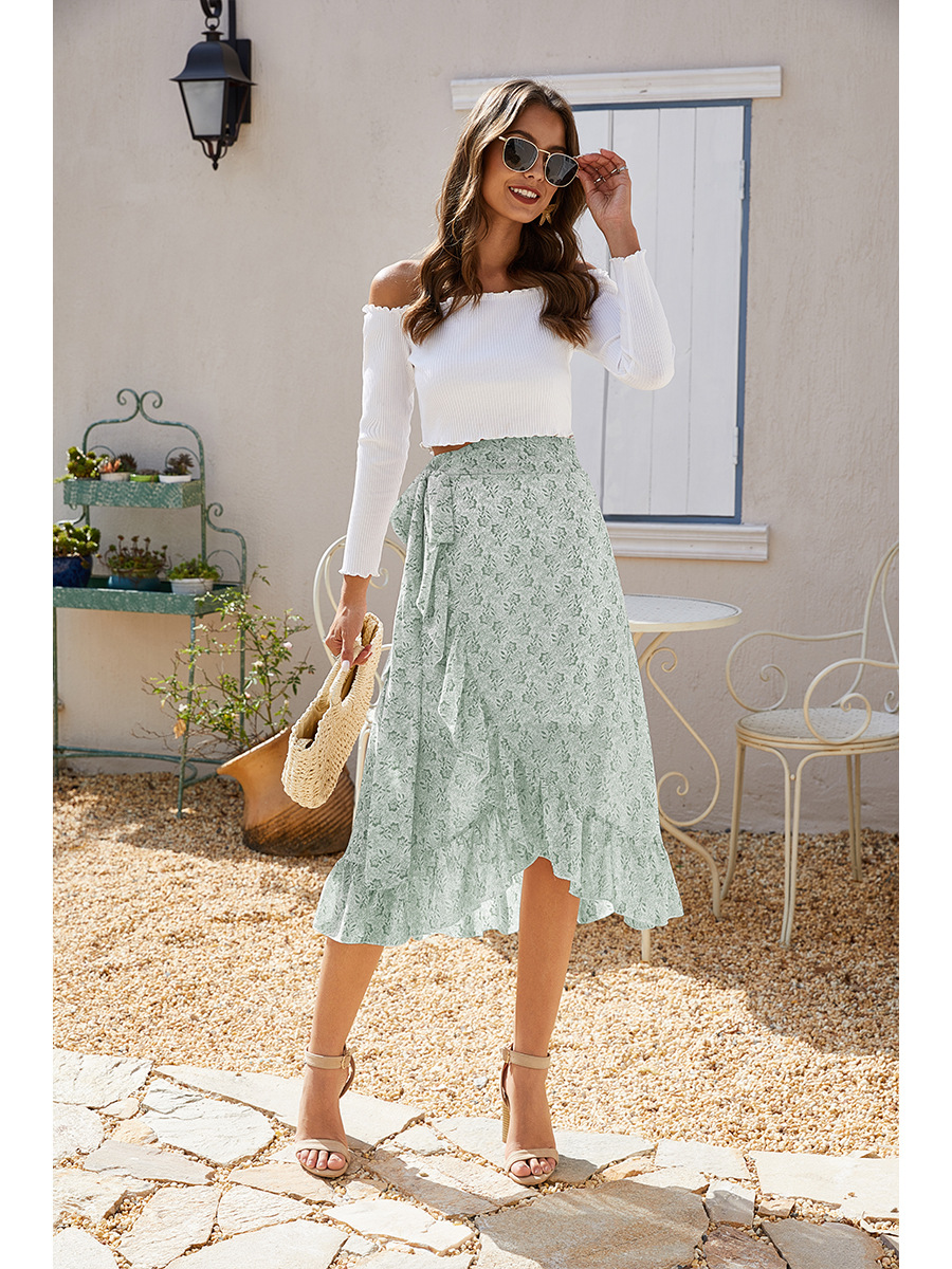 Summer Spring Casual Vacation Ditsy Floral Polyester Chiffon Knee-length Skirts display picture 7