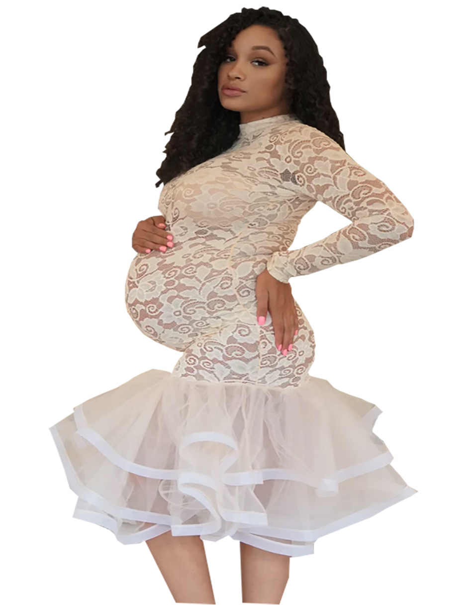 Elegant Flower Lace Polyester Maternity Clothing display picture 4