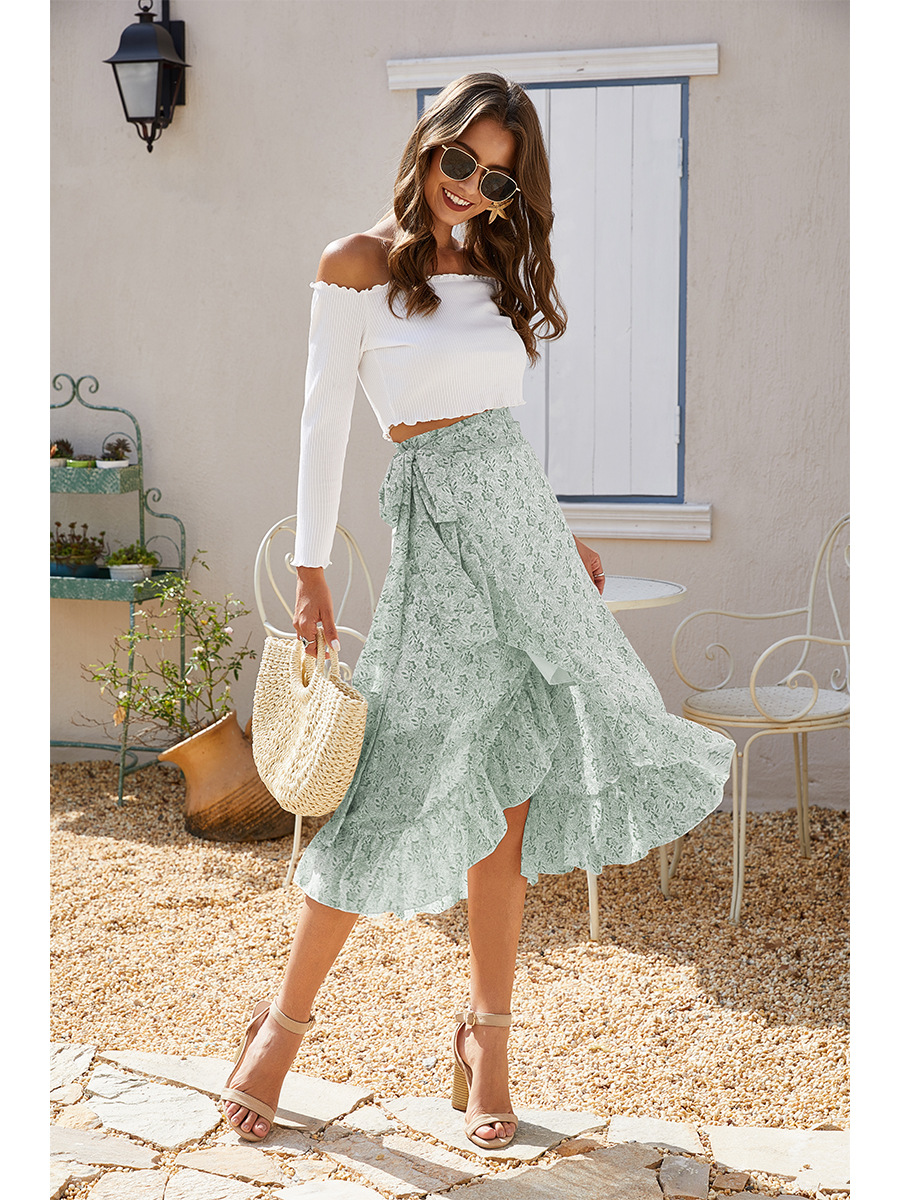 Summer Spring Casual Vacation Ditsy Floral Polyester Chiffon Knee-length Skirts display picture 9