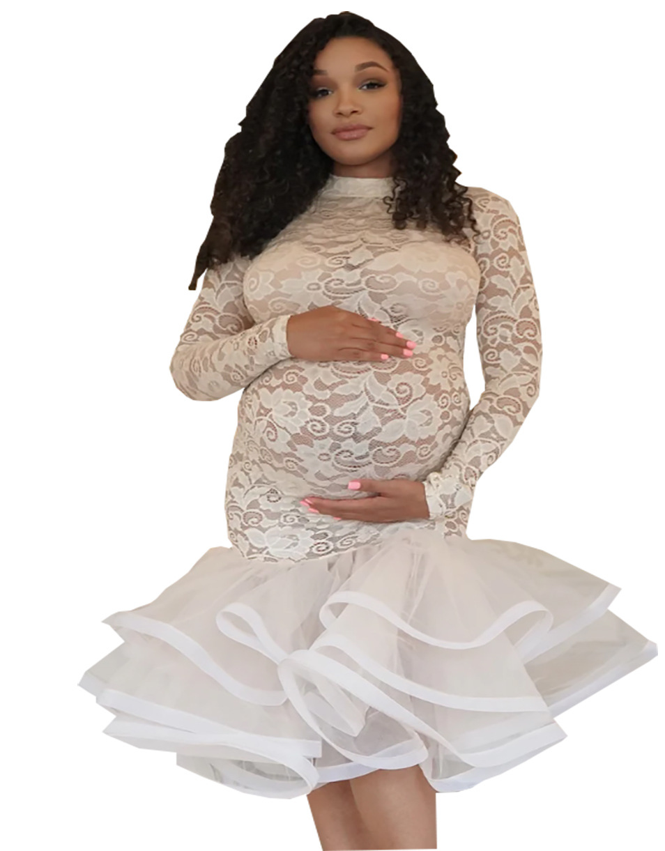 Elegant Flower Lace Polyester Maternity Clothing display picture 5