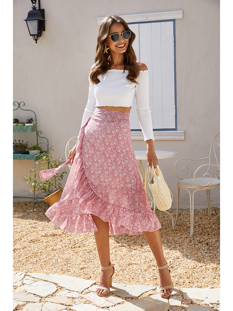 Summer Spring Casual Vacation Ditsy Floral Polyester Chiffon Knee-length Skirts display picture 15