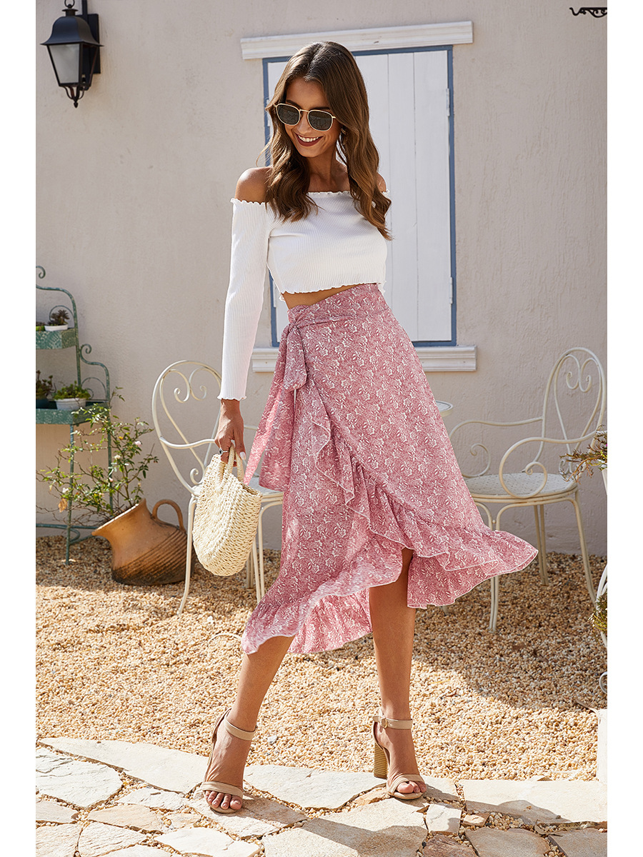 Summer Spring Casual Vacation Ditsy Floral Polyester Chiffon Knee-length Skirts display picture 16
