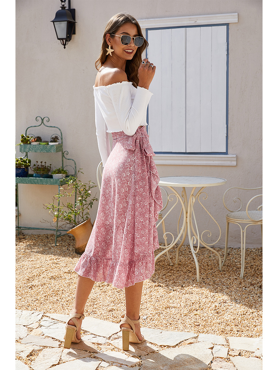 Summer Spring Casual Vacation Ditsy Floral Polyester Chiffon Knee-length Skirts display picture 18