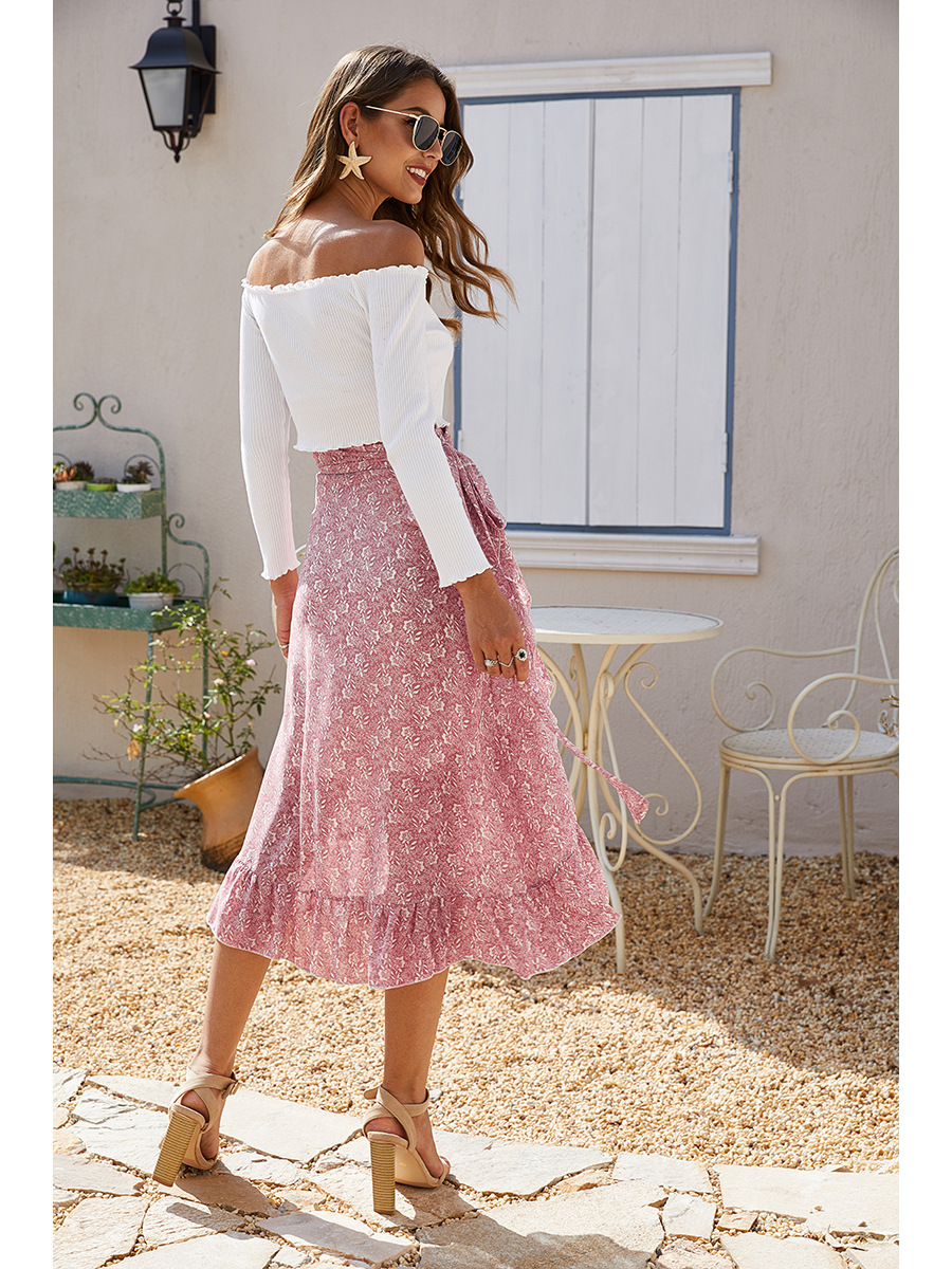 Summer Spring Casual Vacation Ditsy Floral Polyester Chiffon Knee-length Skirts display picture 19