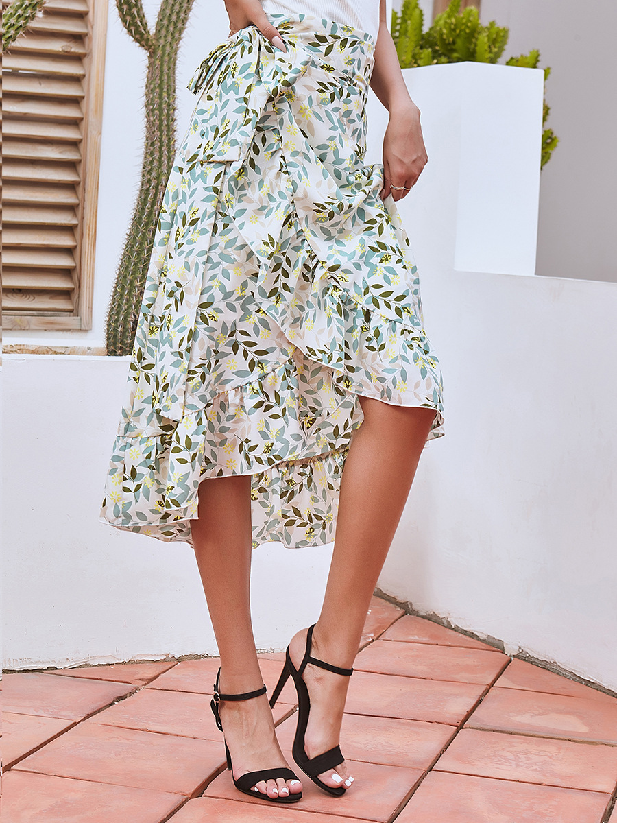 Summer Spring Casual Vacation Ditsy Floral Polyester Chiffon Knee-length Skirts display picture 34