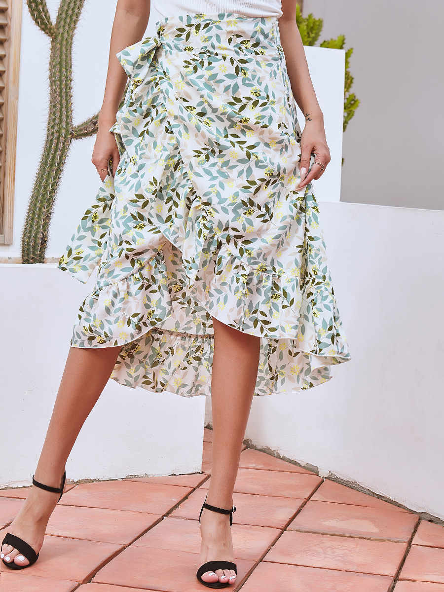 Summer Spring Casual Vacation Ditsy Floral Polyester Chiffon Knee-length Skirts display picture 35