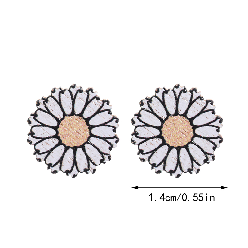 1 Pair Simple Style Sunflower Wood Ear Studs display picture 2