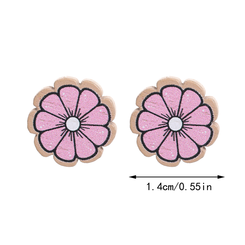 1 Paar Einfacher Stil Sonnenblume Holz Ohrstecker display picture 5