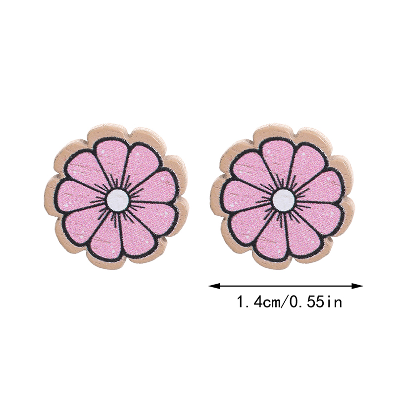 1 Pair Simple Style Sunflower Wood Ear Studs display picture 5