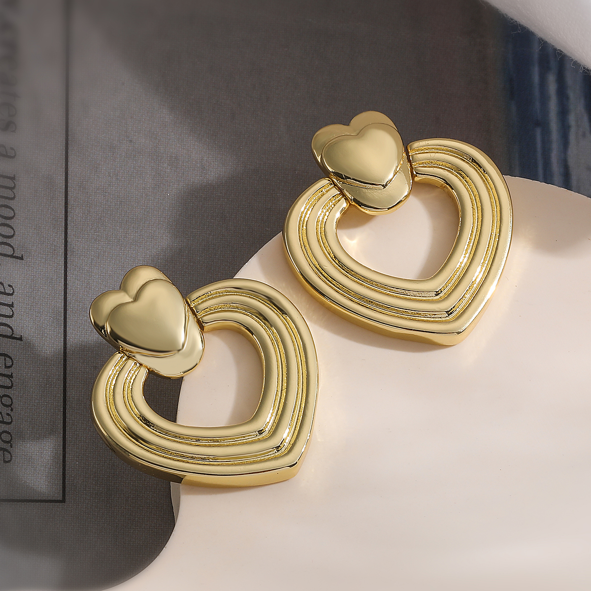 1 Paar Süss Einfacher Stil Herzform Überzug Kupfer 18 Karat Vergoldet Tropfenohrringe display picture 6