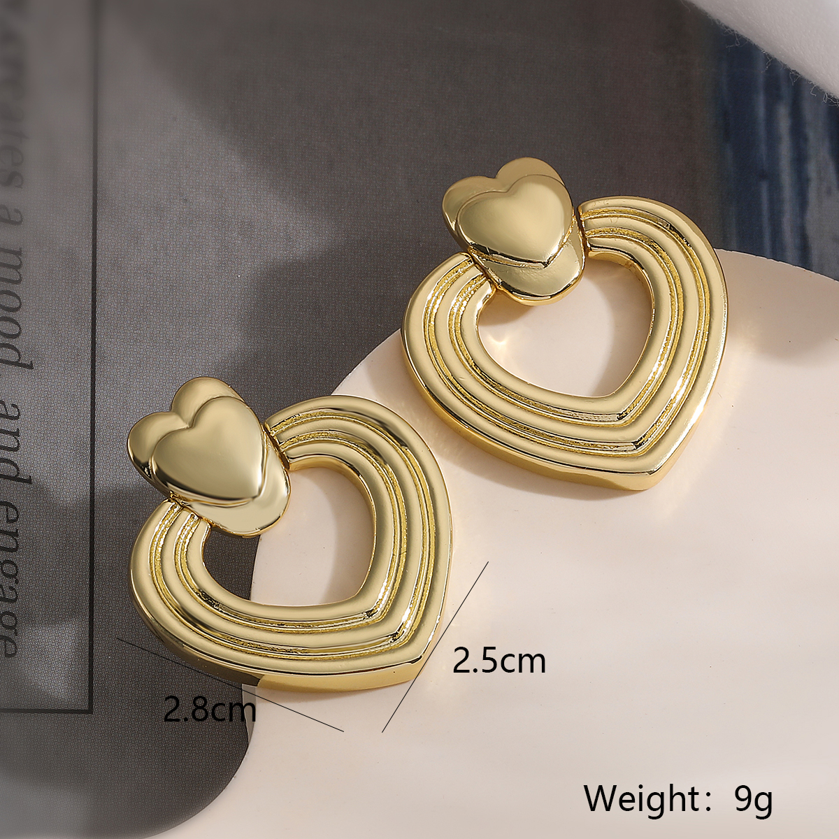 1 Paar Süss Einfacher Stil Herzform Überzug Kupfer 18 Karat Vergoldet Tropfenohrringe display picture 2