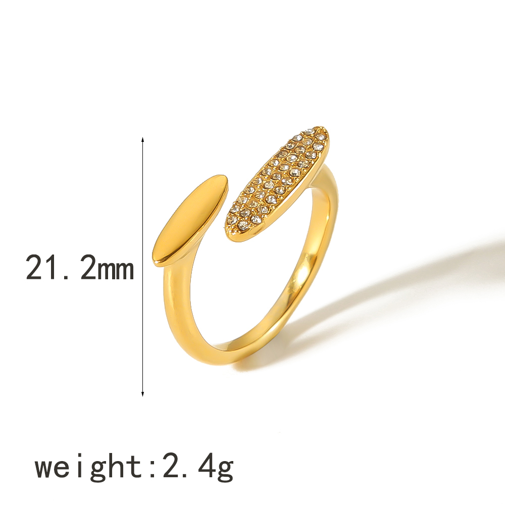 304 Stainless Steel 18K Gold Plated Streetwear Polishing Plating Inlay Circle Zircon Open Rings display picture 7