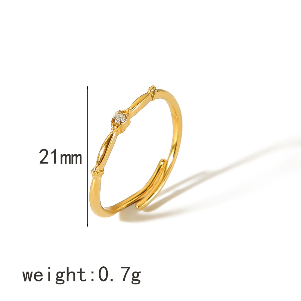 304 Stainless Steel 18K Gold Plated Streetwear Polishing Plating Inlay Circle Zircon Open Rings display picture 8