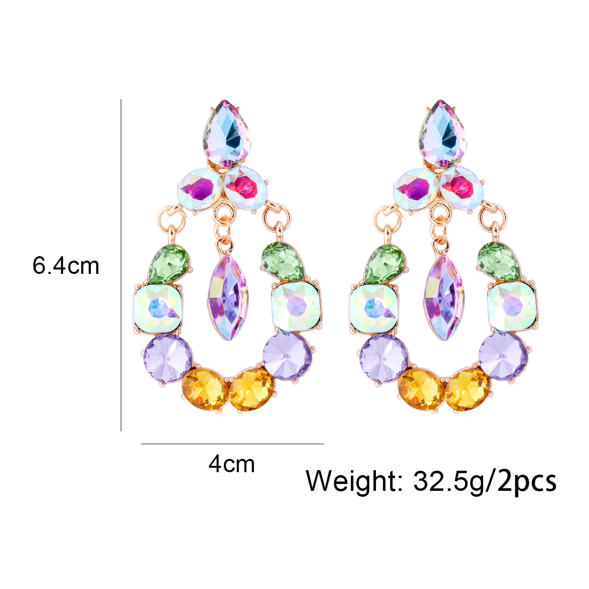 1 Pair Retro Exaggerated Geometric Alloy Rhinestones Glass Drop Earrings display picture 1