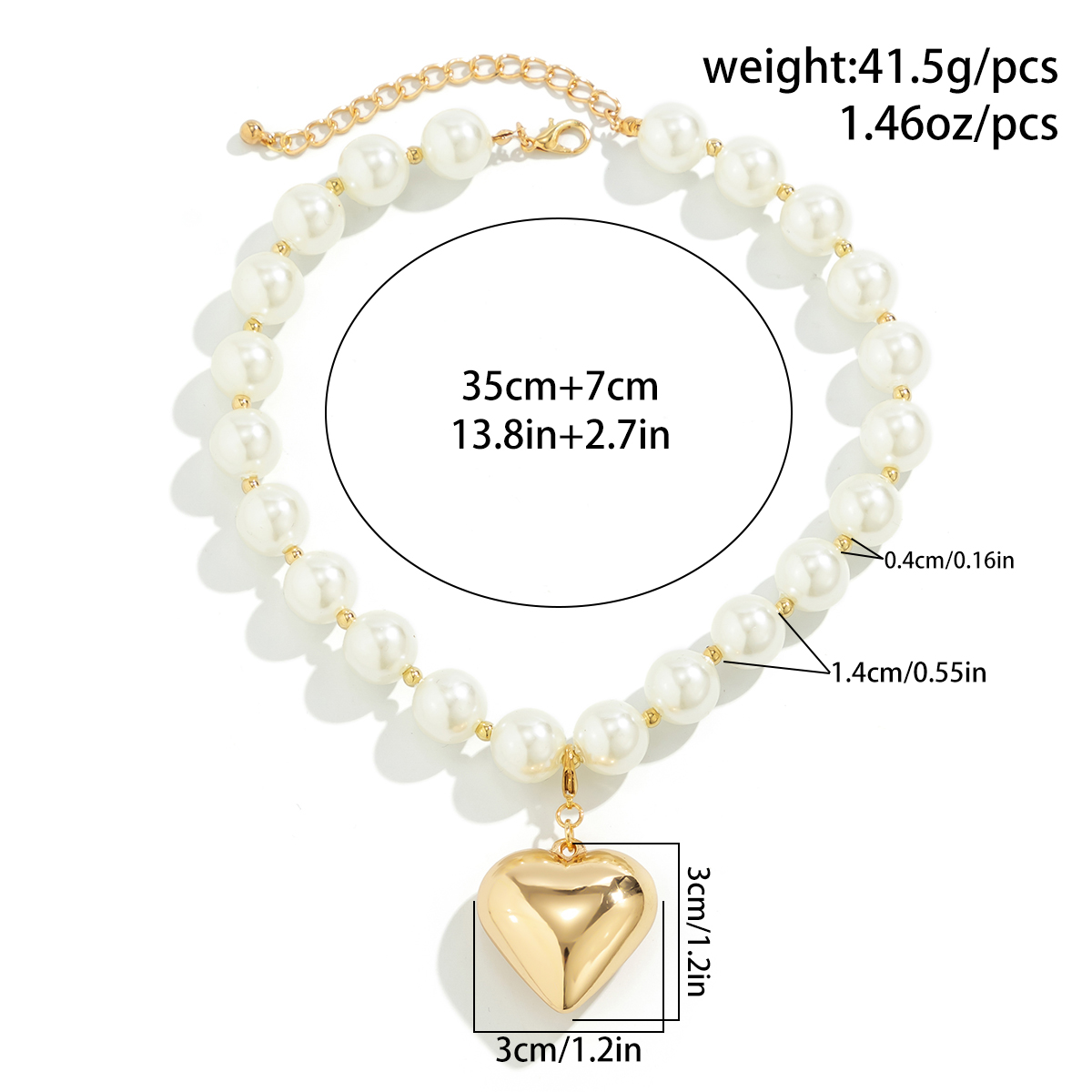 Elegant Exaggerated Heart Shape Ccb Imitation Pearl Beaded Plating Women's Necklace display picture 1