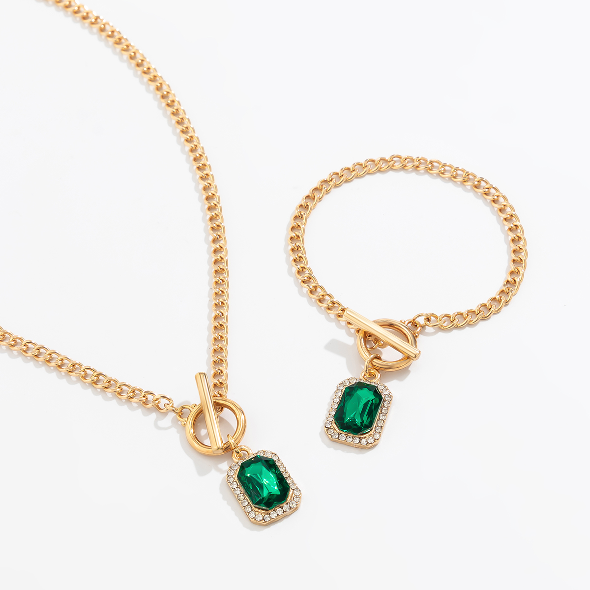 Elegant Luxurious Rectangle Alloy Iron Plating Inlay Rhinestones Women's Bracelets Necklace display picture 4