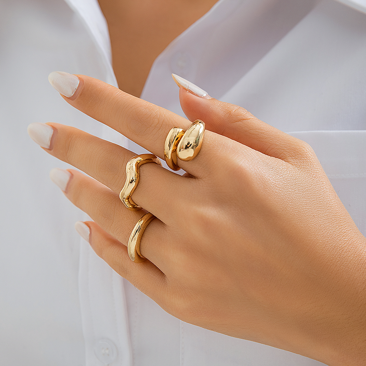 Elegant Classic Style Geometric Alloy Plating Women's Open Rings display picture 2