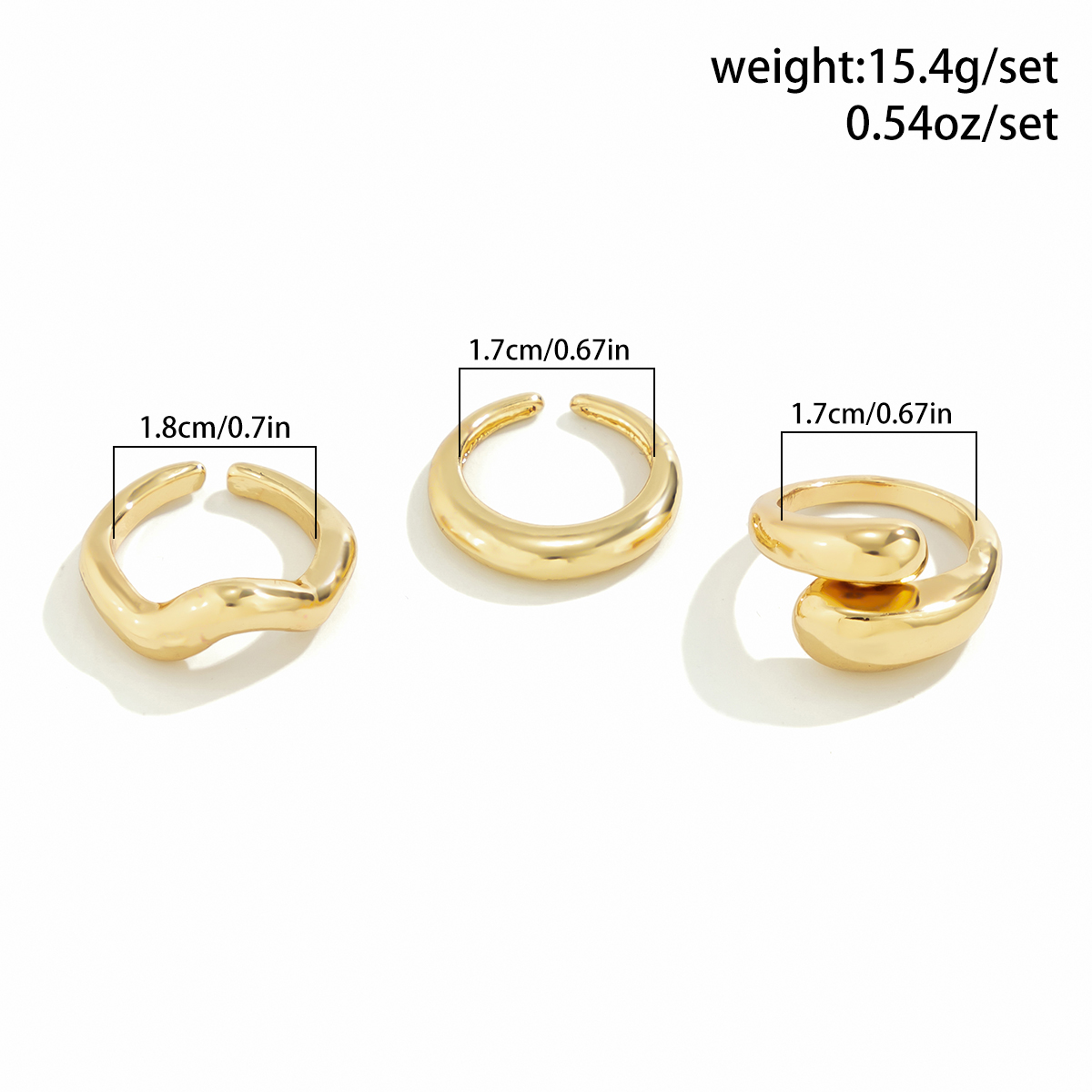 Elegant Classic Style Geometric Alloy Plating Women's Open Rings display picture 1