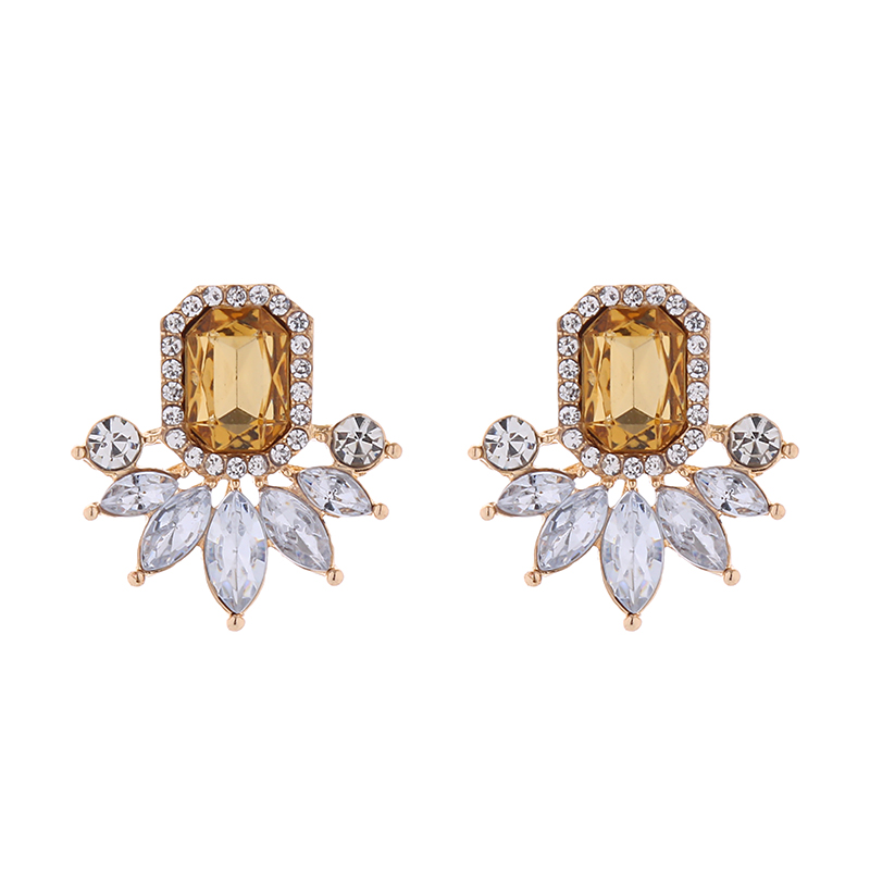 1 Pair Elegant Luxurious Geometric Plating Inlay Alloy Rhinestones Glass Gold Plated Earrings display picture 9