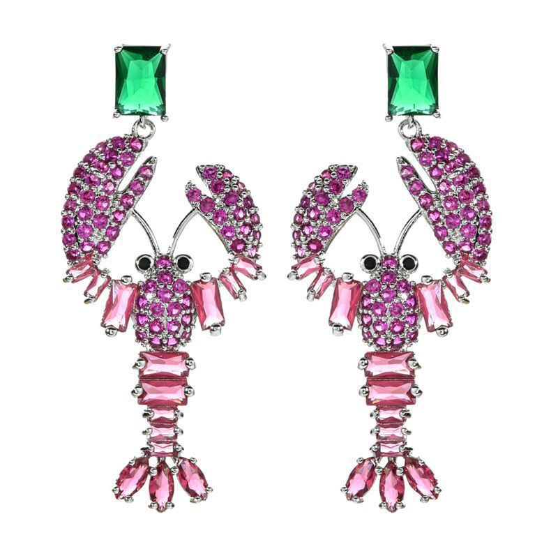 1 Pair Elegant Lobster Plating Inlay Copper Zircon White Gold Plated Drop Earrings display picture 1