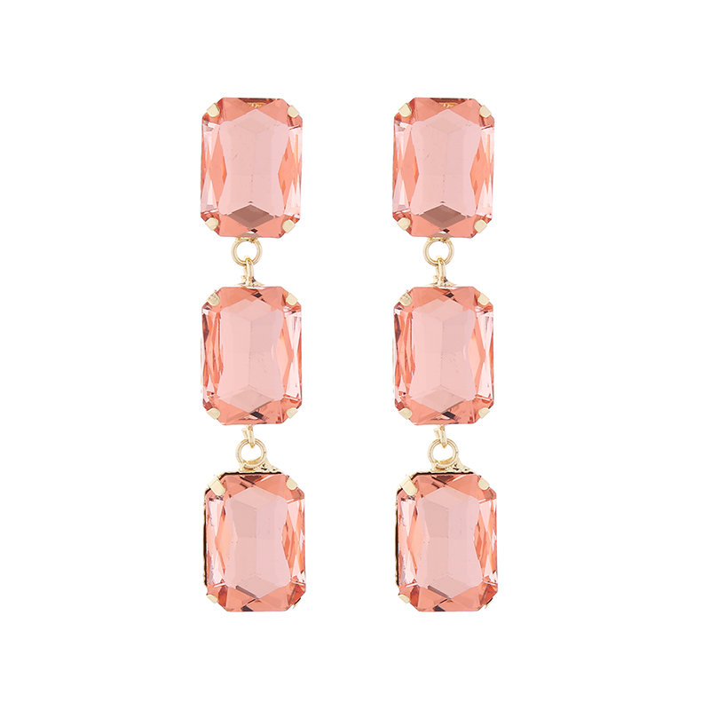 1 Pair Elegant Luxurious Square Plating Inlay Alloy Glass Gold Plated Drop Earrings display picture 9