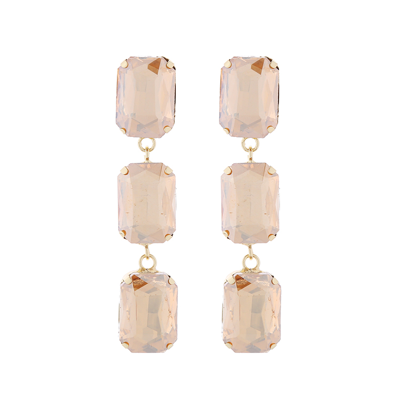 1 Pair Elegant Luxurious Square Plating Inlay Alloy Glass Gold Plated Drop Earrings display picture 10
