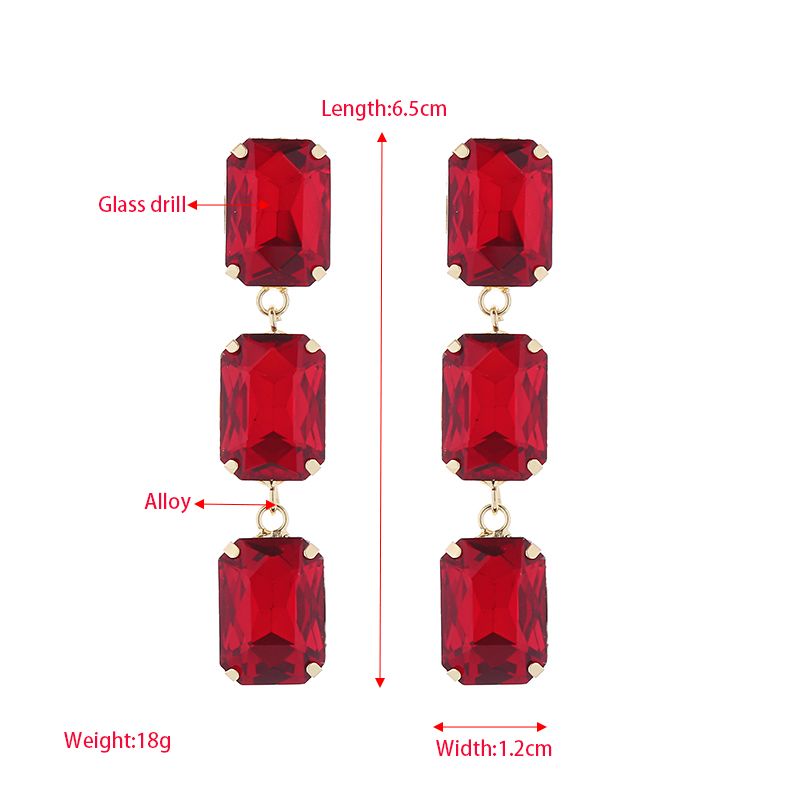 1 Pair Elegant Luxurious Square Plating Inlay Alloy Glass Gold Plated Drop Earrings display picture 1