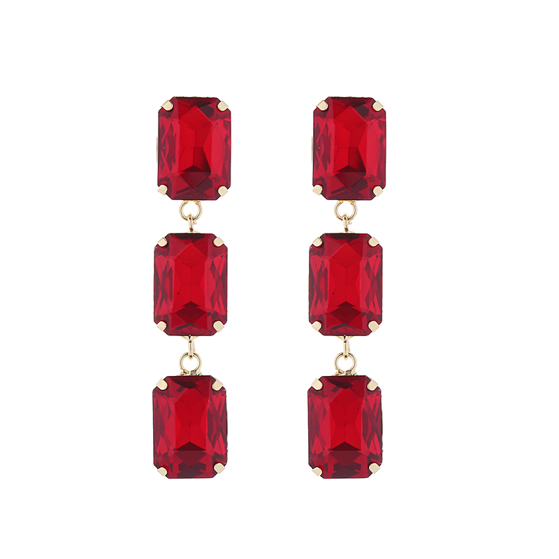 1 Pair Elegant Luxurious Square Plating Inlay Alloy Glass Gold Plated Drop Earrings display picture 5