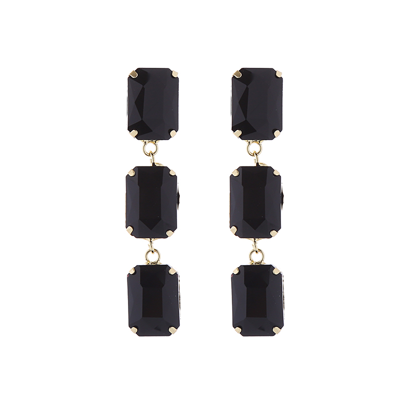 1 Pair Elegant Luxurious Square Plating Inlay Alloy Glass Gold Plated Drop Earrings display picture 6